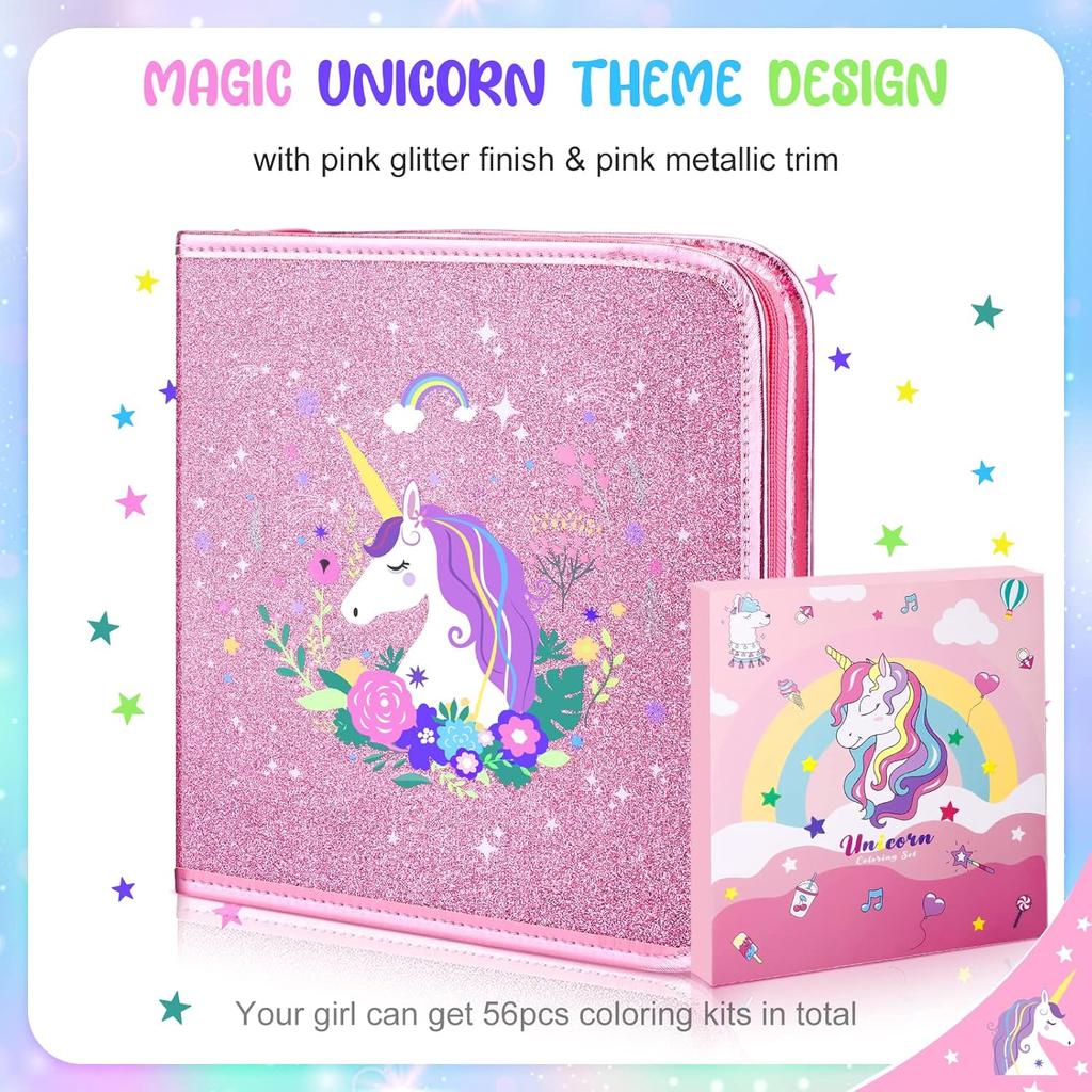 53/56 шт. Наборы канцелярских принадлежностей для детей Наборы для раскрашивания и рисования с пеналом-единорогом, маркерами с фруктовым ароматом, набором мелков, обратно в школу