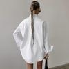Solid Color Simple Fashion Casual Loose Clothes White Shirts Summer  Turn Down Collar Blouse Long Sleeve Women Tops 28686