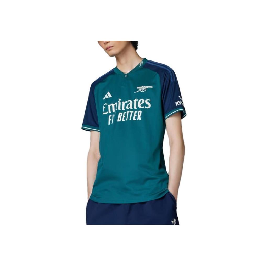 Adidas Мужские футбольные майки с круглым вырезом и буквенным принтом, темно-синие HR6935