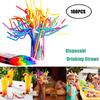 Flexible Party Disposable Plastic Drinking Straws - Assorted Colors 100PCS