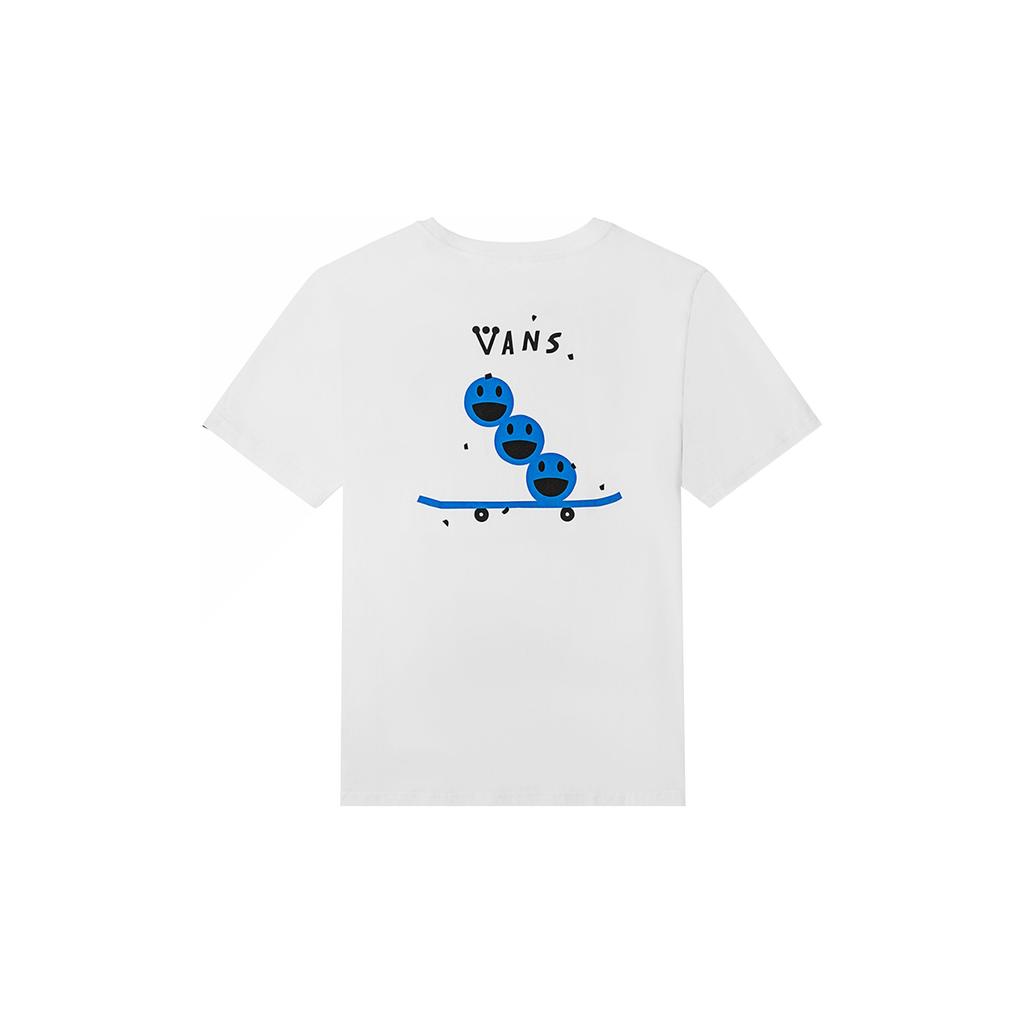 Vans X 275C Collaboration American Vintage Cartoon Smiley Letter Print Short Sleeve T Shirt Unisex T Shirts White VN0A7TQVWHT