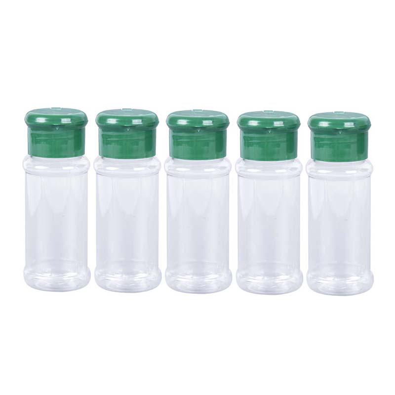 5Pc Plastic Spice Salt Pepper Shakers Seasoning Jar Bbq Condiment Vinegar Bottle