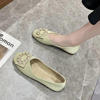 Модная женская обувь с жемчугом, слипоны с квадратным носком, низкая цена, 39, высокое качество, модная, повседневная, стильная, весенняя обувь, Y2k, не женские балетки