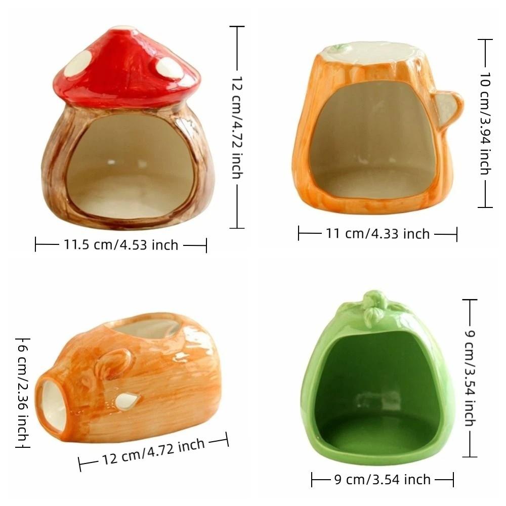 Mushroom Shaped Ceramic Hamster Hideout Chew-Proof Pet Sleeping Nest for Turtle Hedgehog