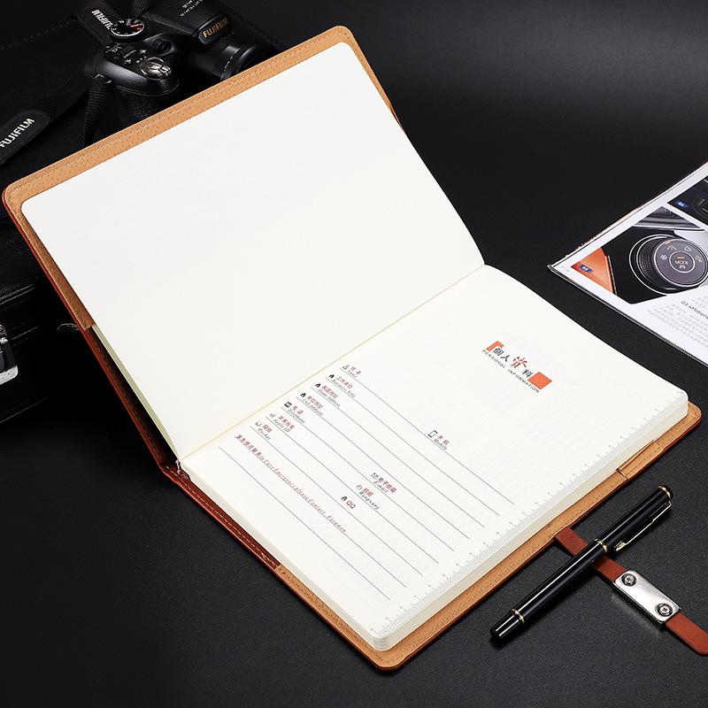 B5 Leather-Covered Business Notebook with Customizable Logo and Creative Thread-Bound Design for Meetings and Students