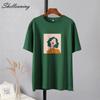 Shellsuning Aesthetic Printing T-shirts for Women 2023 Summer New Casual O-neck 100% Cotton Basic Tees Female Oversized Retro Gothic Tops