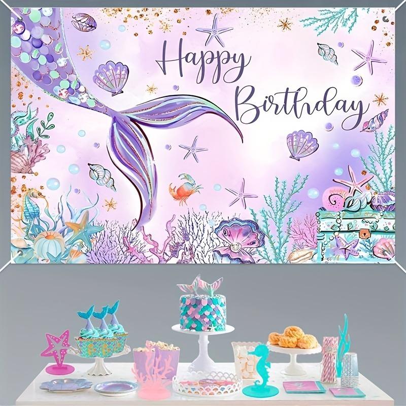 Mermaid - Inspired - Dreamy Happy Birthday Backdrop,Tapestries, party decorations, birthday carnival celebration gifts