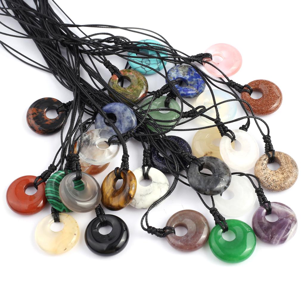 Новый стиль ожерелье натуральный камень белый нефрит/агат/лабрадорит ожерелье круглый кулон для женщин подарок на день рождения