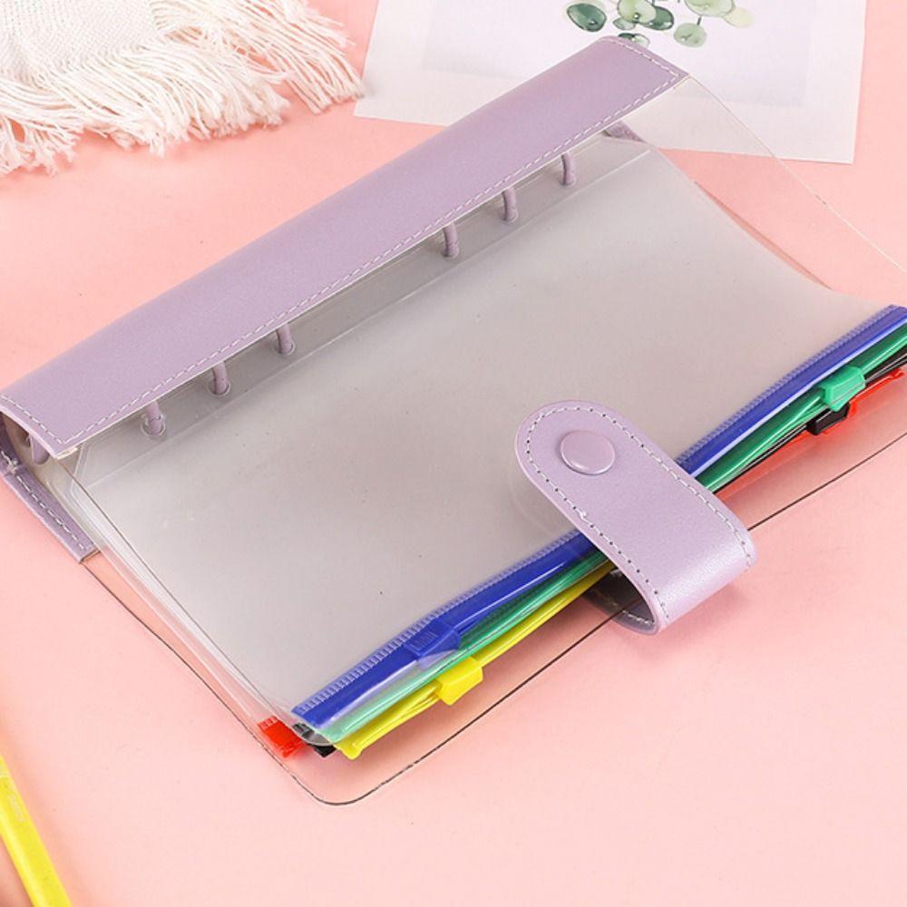 Portable 6 Rings Binder File Folder Cute Loose-leaf Hand Notebook Loose Leaf Notebook  Kids