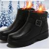 2024 Мода Зима Женские Ботильоны из ПУ Кожи Женские Толстые Плюшевые Теплые Снежные Сапоги Мама Водонепроницаемые Нескользящие Ботильоны