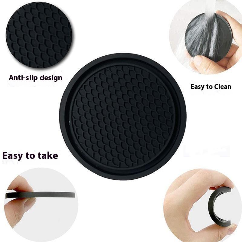 2-4pcs Black Car Auto Cup Holder Anti Slip Insert Coasters Pads Interior Accessories For Most Cups Accessories