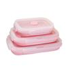 3Pcs/Set Bowl Sets Silicone Folding Lunch Box   Portable    Foldable Salad  with Lid Blue WF12