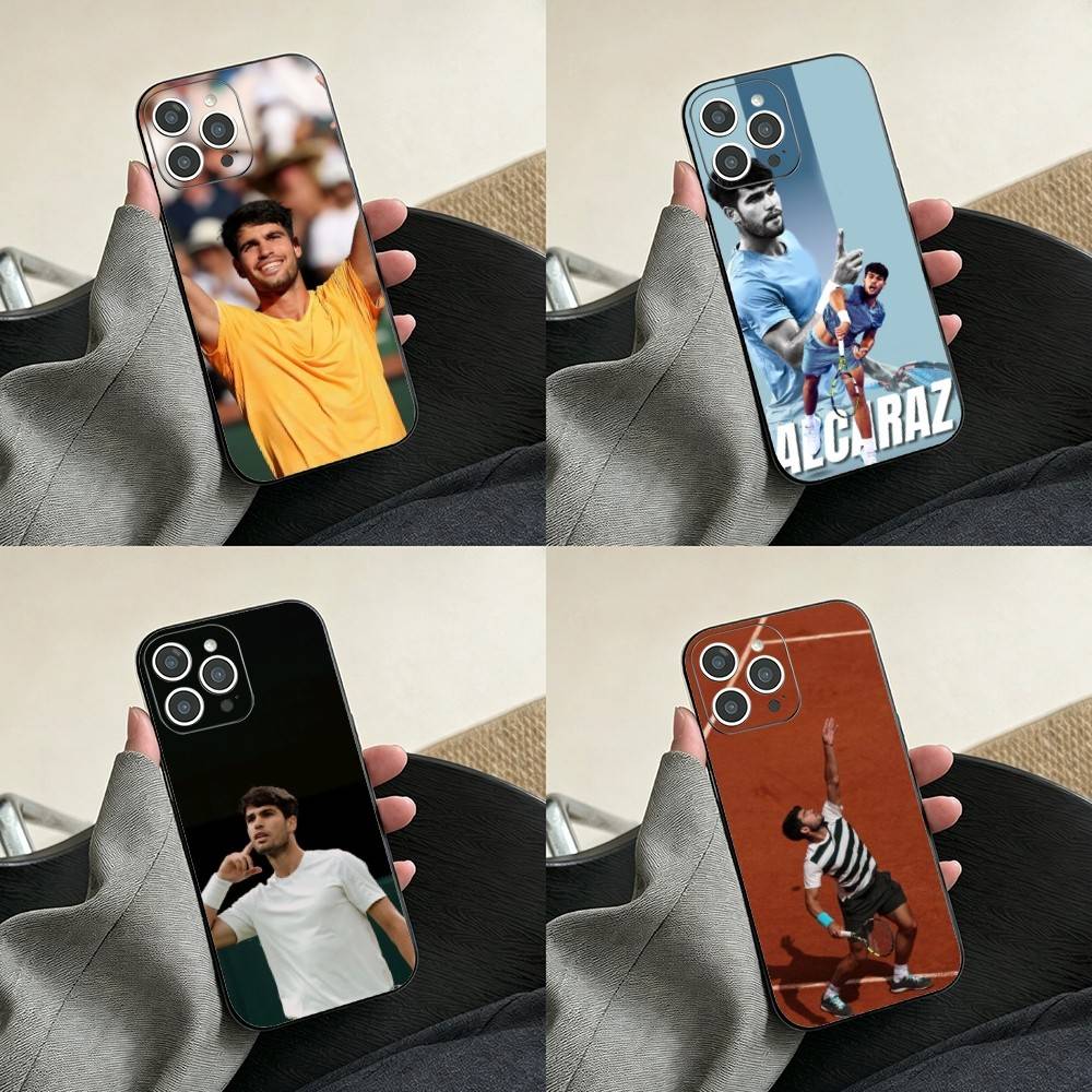 Чехол для телефона с изображением теннисиста Карлоса Алькараса Для iPhone 17, 16, 15, 14, 13, 12, 11 Plus, Pro Max, Другие Мягкий черный чехол