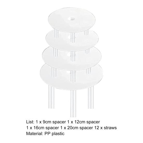 1 Set Cake Separator Plates Sturdy Stacking Plastic Convenient 12 Bars 4 Boards for Cakes of 4/6/8/10 Inches