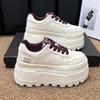 Thick-soled Leather Little White Shoes Women's New Versatile Height-increasing Muffin Small Sports Shoes Lace-up Soft-soled Single Shoes