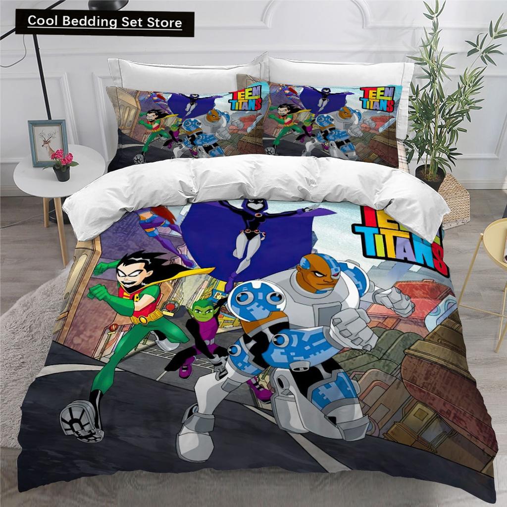 Комплект постельного белья Teen Titans Go Single Twin Full Queen King Size Anime Bed Set Aldult Kid Bedroom Duvetcover Sets 3D Print 014