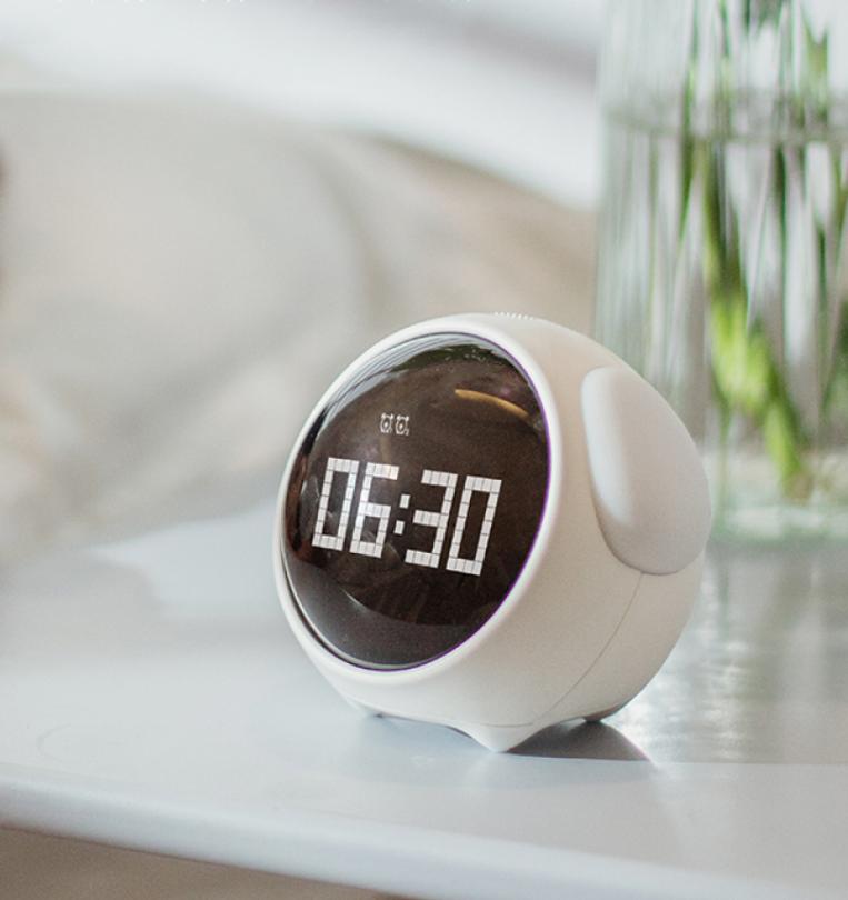 Будильник Xiaomi с милым выражением, многофункциональный цифровой светодиодный голосовой контроль, прикроватный термометр, ночник, зарядка через USB, подарок