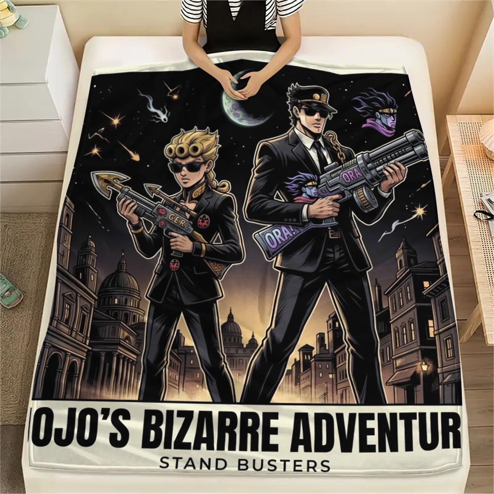 1PC Jojo'S Bizarre Adventure Patterned Flannel Blanket Suitable For All Seasons For Home Decor Warmth And Comfort Gifts Holiday Present