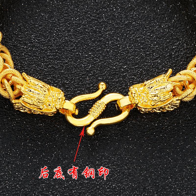 Вьетнамские украшения из золотого песка, властный ретро-браслет с узором ткани и головой дракона для мужчин и женщин, латунь, покрытая 24-каратным золотом