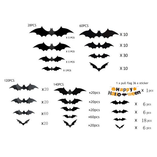 Украшения Летучие мыши на Хэллоуин Наружные Внутренние 3D Наклейки Летучие мыши Тема Хоррор Готика Безопасный для краски клей Водонепроницаемые наклейки