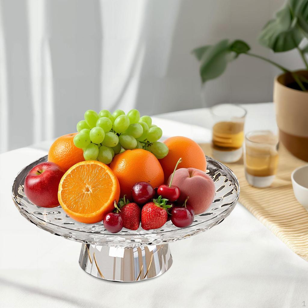 Pedestal Fruit Bowl Decorative Multifunctional Aesthetic Storage Tray Food Dish for Kitchen