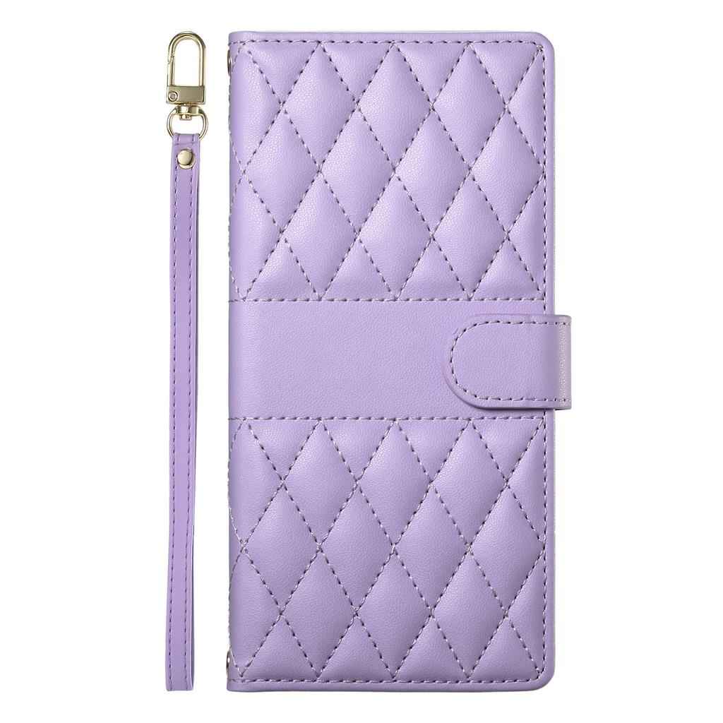 For Samsung Galaxy A05 4G Case Rhombus Stitching Wallet Stand Leather Phone Cover with Long/Short Strap