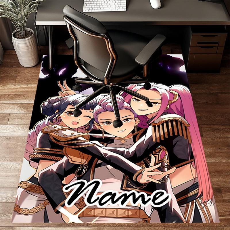 Custom KPop Demon Hunters Mat Personalized Name, Polyester Washable Indoor Entryway Rug, Gift for Christmas, Easter, Thanksgiving Day