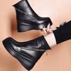 Slope Heel Women's Boots Autumn and Winter Oblique Zipper Waterproof Platform Thick-soled Muffin and Round Head Short Boots Leather Boots