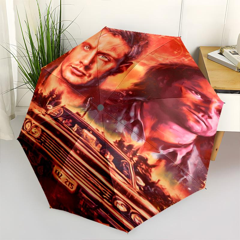 1 PC Automatic Folding Umbrella - Supernatural Pattern Portable Foldable Design With 8 Ribs Christmas Birthday Gifts