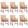 VidaXL Set of 6 Outdoor Dining Chairs with Cushions, Patio Seats, Dining Chairs, Garden Patio Furniture, 3078365