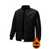 Men's Cotton Jacket with Winter Stand Up Collar and Thick Fleece for Warmth, Diamond Patterned Jacket for Men