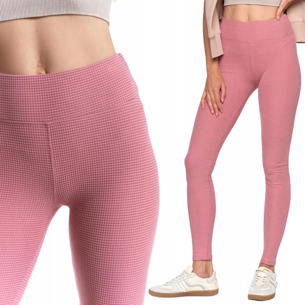 Women's High Waist Ribbed Leggings Fashionable Sporty MORAJ L/XL PINK