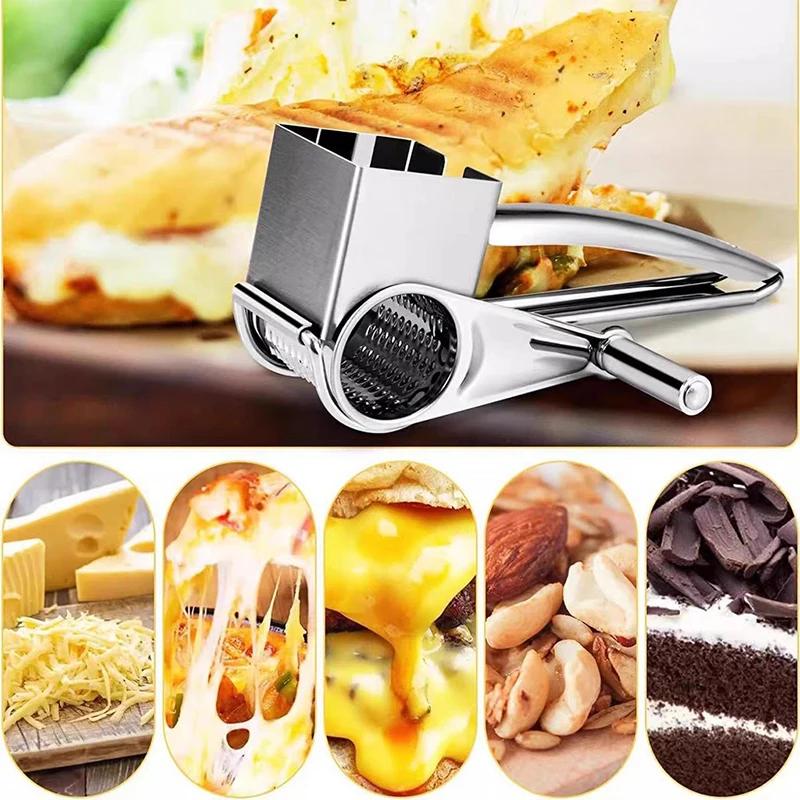 Handheld Rotary Cheese Grater Cheese Hand Grater Kitchen Craft Stainless Steel Cheese Vegetable Grater Shredder With Handle