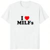 Я Люблю MILFs Графический Принт Сердце Смешные Мужские Футболки Повседневная Уличная Одежда С Коротким Рукавом Корейский Стиль Футболка Мягкая Y2K Унисекс Одежда