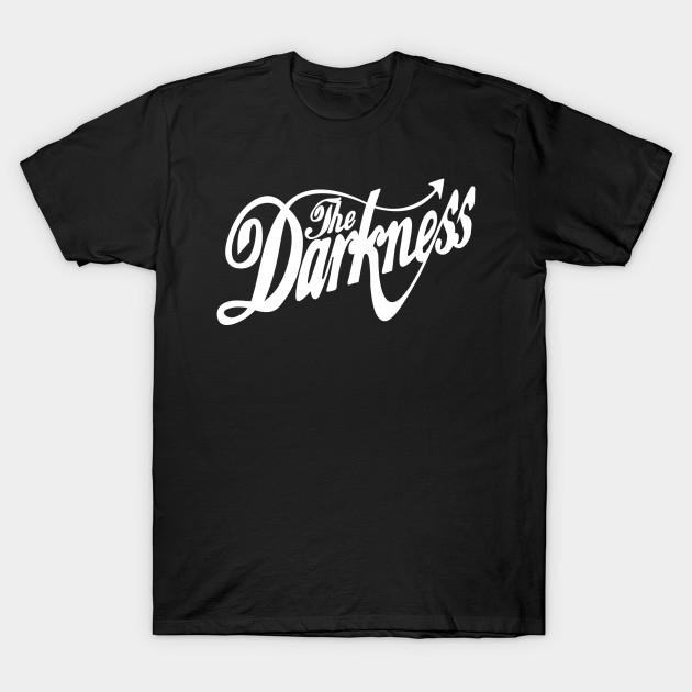 Мужская черная футболка с принтом The Darkness Band Белый текст Печать на трансферной бумаге без вырезания Хлопковая футболка - Мужская летняя хлопковая футболка с графическим принтом