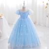 Elsa Princess Short-Sleeve Evening Gown for Girls - Summer 2025 Style Birthday Dress
