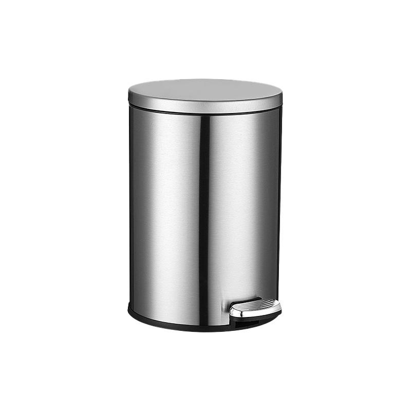 Stainless Steel Trash Can with Lid Foot Pedal Kitchen Bathroom Hotel Silver Gold