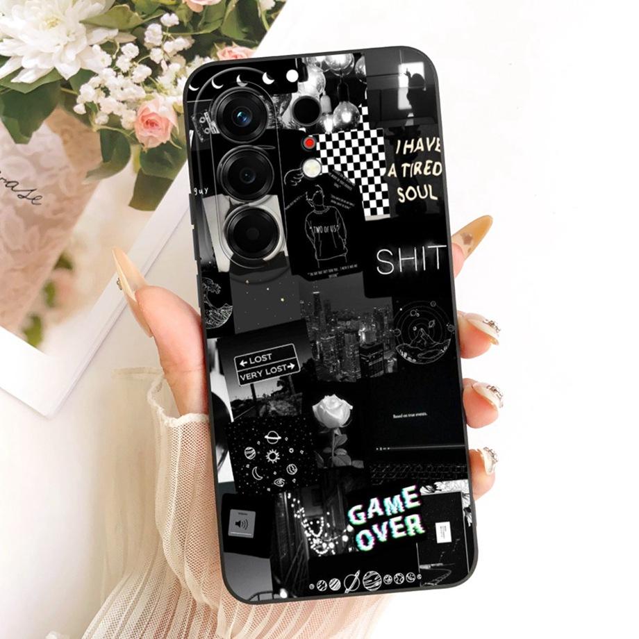 Чехол для телефона Tecno Camon 50 4G CN5 Цветочный Ромашка Эстетика Лунная Ночь Бант Узор Funda Мягкий Матовый Силикон Задняя Крышка Canom50