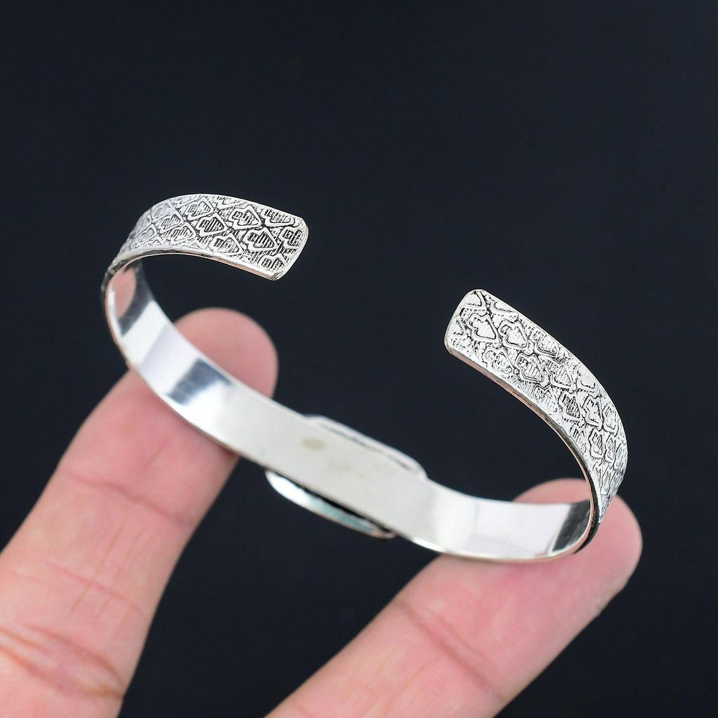 925 Silver Rectangle Kambaba Jasper Gemstone Birthday Sister Boho Bangle Jewelry