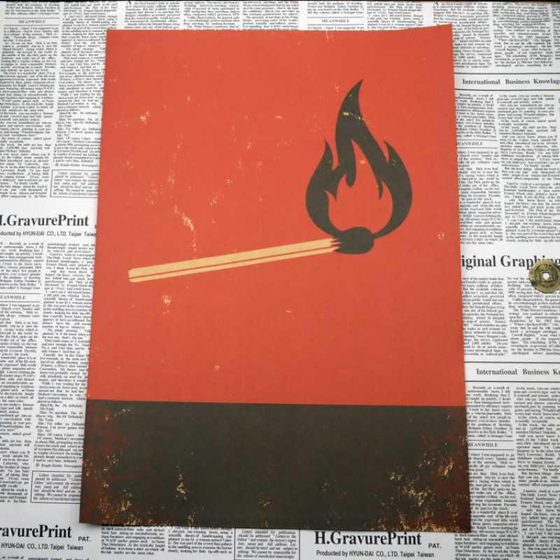 Free Shipping Retro Cowhide Inspirational Poster: Burning Matchsticks
