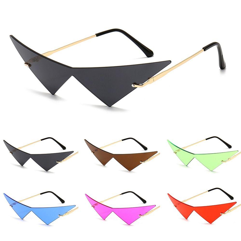 UV400 Rimless Oversized Ocean Lens Eyewear Women Triangle Sunglasses Sunglasses Sun Glasses