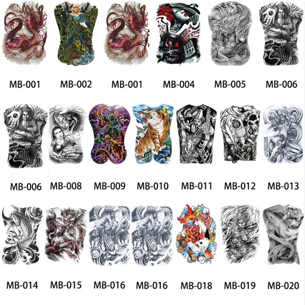 Wolf Large Tiger Dragon Full Back Tattoo Stickers Tattoo Sticker Waterproof Decal TemporaryTattoo
