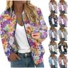 Women's Jackets Long Sleeve Lightweight Zip Short Christmas Print Jacket Casual Quilted Jacket With Pockets
