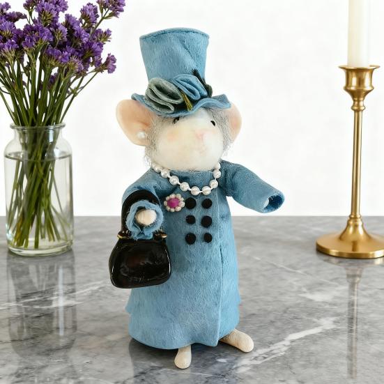 Рождественская фетровая мышь Милая фетровая мышь Фигурка Леди Мышь Игрушка из валяной шерсти