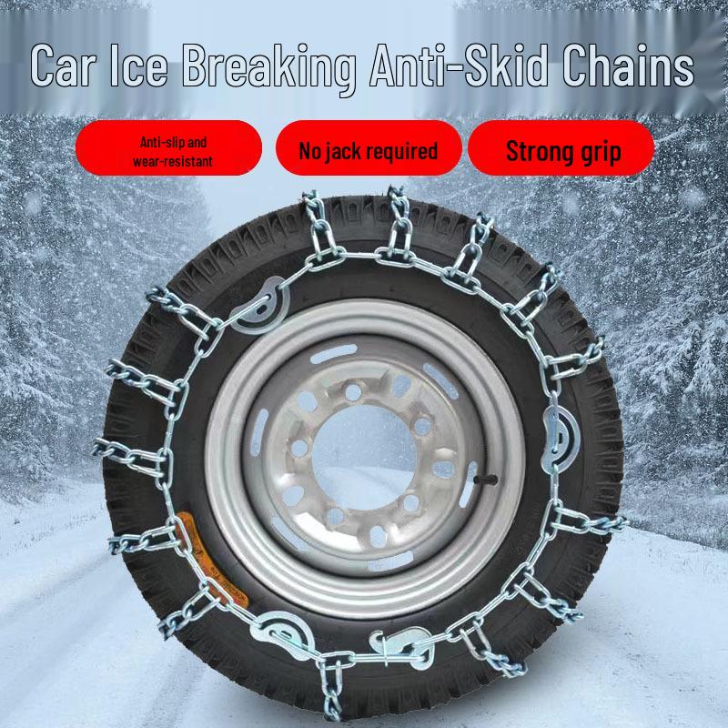Universal Manganese Steel Snow Chains for Sedans & Minivans - Anti-Skid, Off-Road, Emergency Use