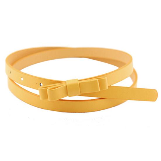 Женский 2-слойный тонкий узкий ремень ярких цветов с бантом из искусственной кожи, поясной ремень