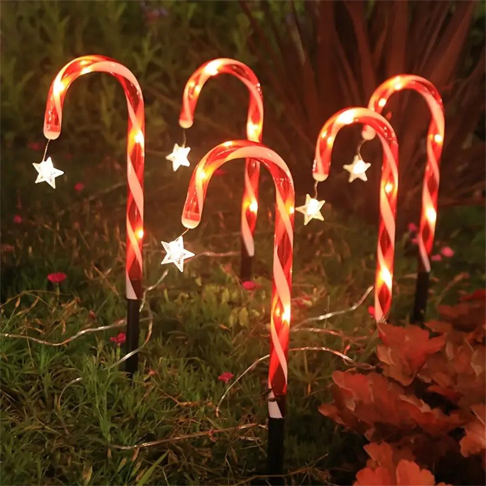 Solar-Powered Candy Cane Lights 4in1 8 Lighting Modes Outdoor Christmas Decoration for Lawn Yard Garden Xmas Tree Lights