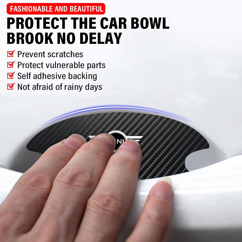 4 шт. Защитная наклейка на ручку двери автомобиля Эмблема Автостайлинг Для Mini Cooper One S Clubman R50 R53 R56 R60 F55 F56 R57 R58 R59