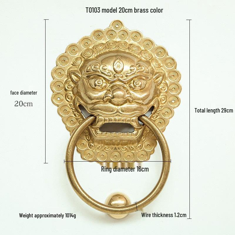 Антикварный латунный дверной молоток в виде головы льва и ручка-тяга для французских дверей