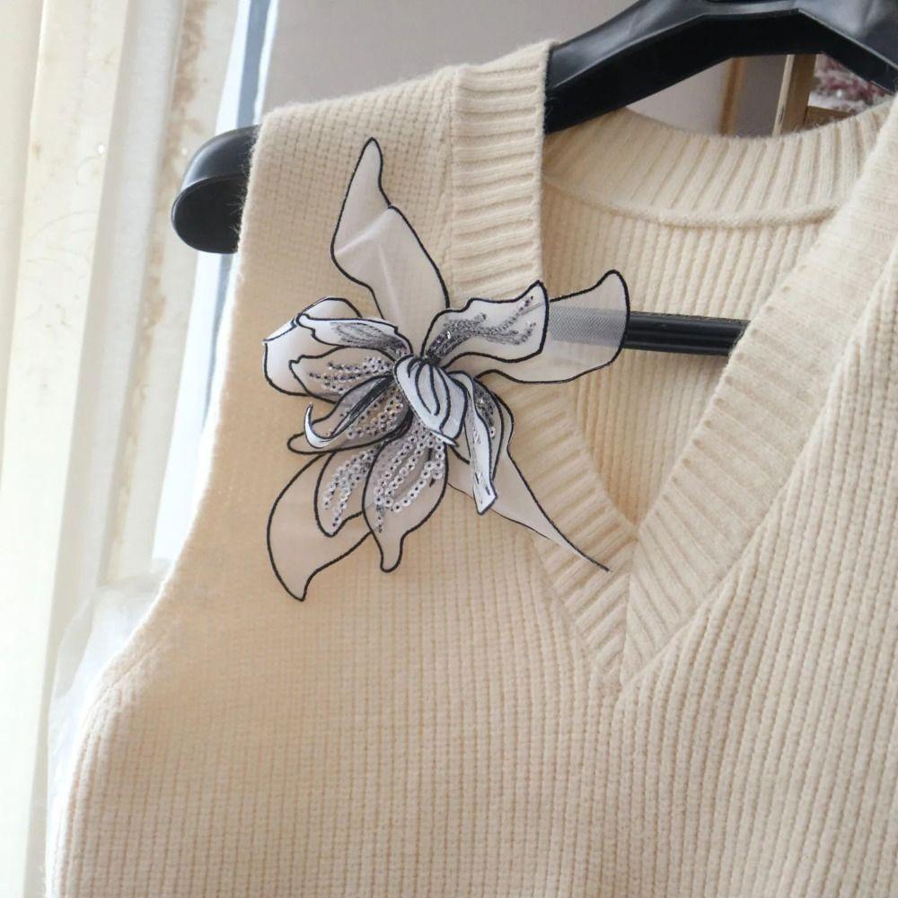 Lace Fabric Mesh Clothes Patches 20cm Flower Cloth Sticker New DIY Flower Embroidery Patches